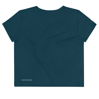 Humble sportswear, women's short sleeve Color Match crop t-shirt blue