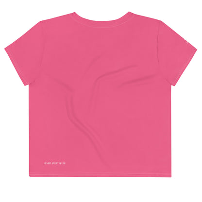 Humble Sportswear, women's minimal Color Match madison pink short sleeve crop t-shirt