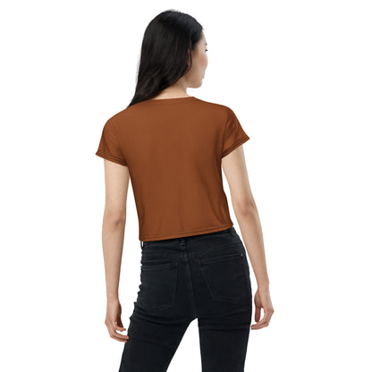 Humble Sportswear, women's crop t-shirt relaxed fit color match brown