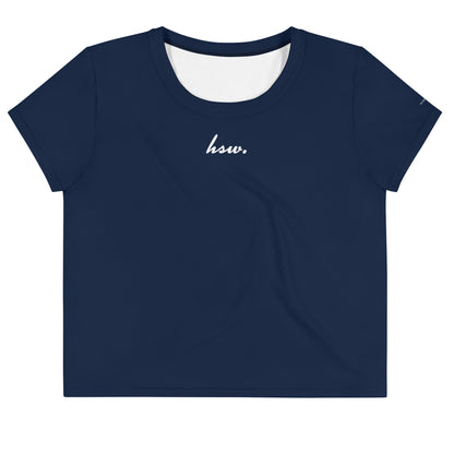 Humble Sportswear women's crop t-shirt relaxed fit, color match navy blue