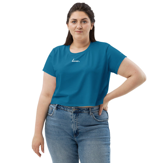 Humble Sportswear™, women's crop t-shirt relaxed fit cerulean blue 