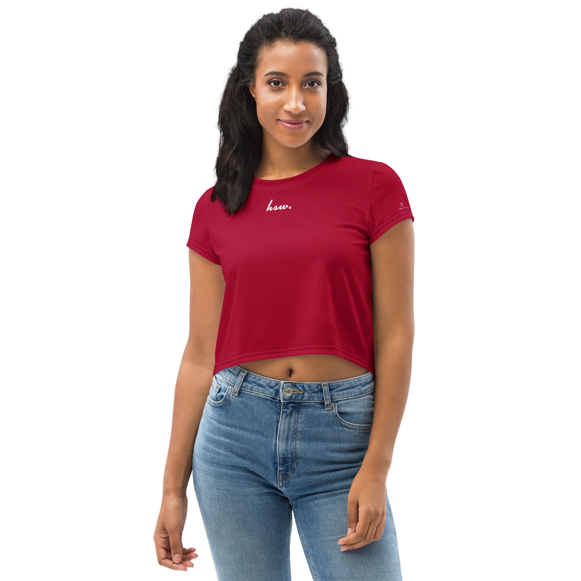 Humble Sportswear, women's relaxed fit crop t-shirt carmine red 