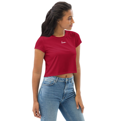 Humble Sportswear, women's relaxed fit crop t-shirt carmine red 