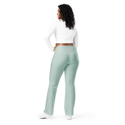 Humble Sportswear, women's high waisted butt lifting flare leggings opal green