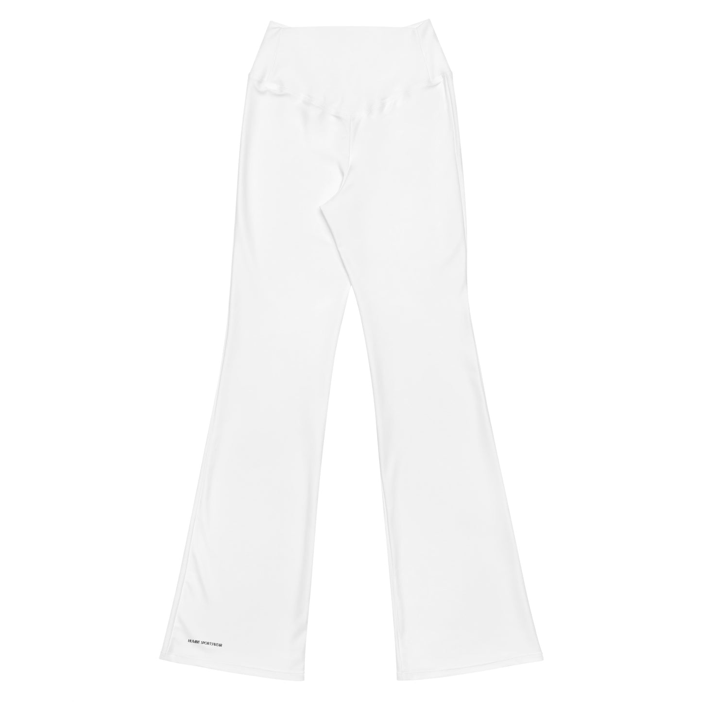 Humble Sportswear, women's white high waist flare leggings with inner pockets