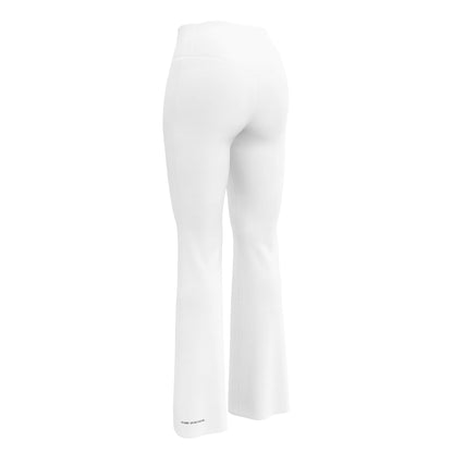 Humble Sportswear, women's white high waist flare leggings with inner pockets