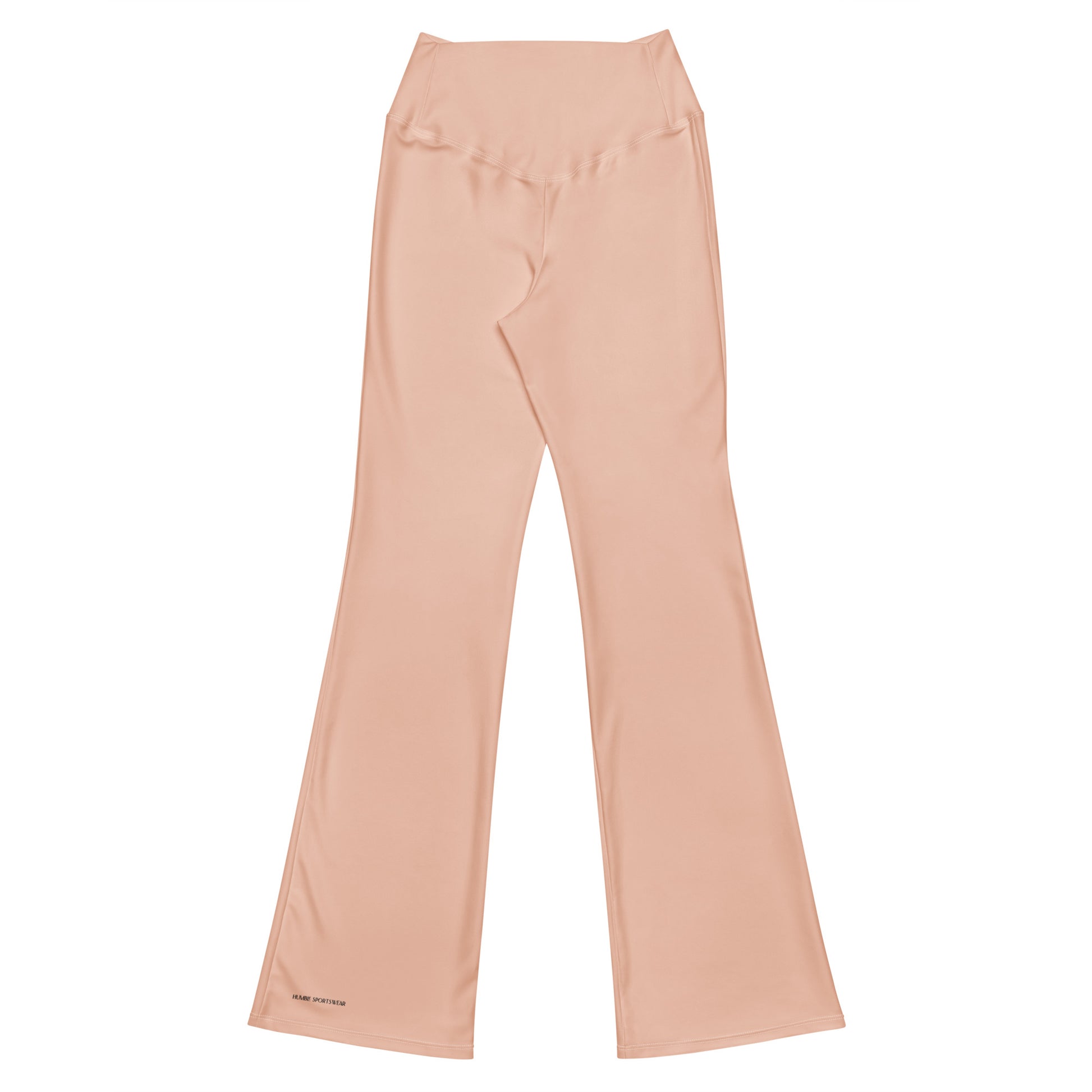 Humble Sportswear, women's color match blush pink high waisted flare leggings with pockets 