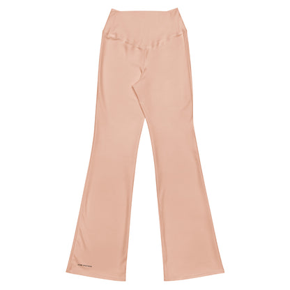 Humble Sportswear, women's color match blush pink high waisted flare leggings with pockets 