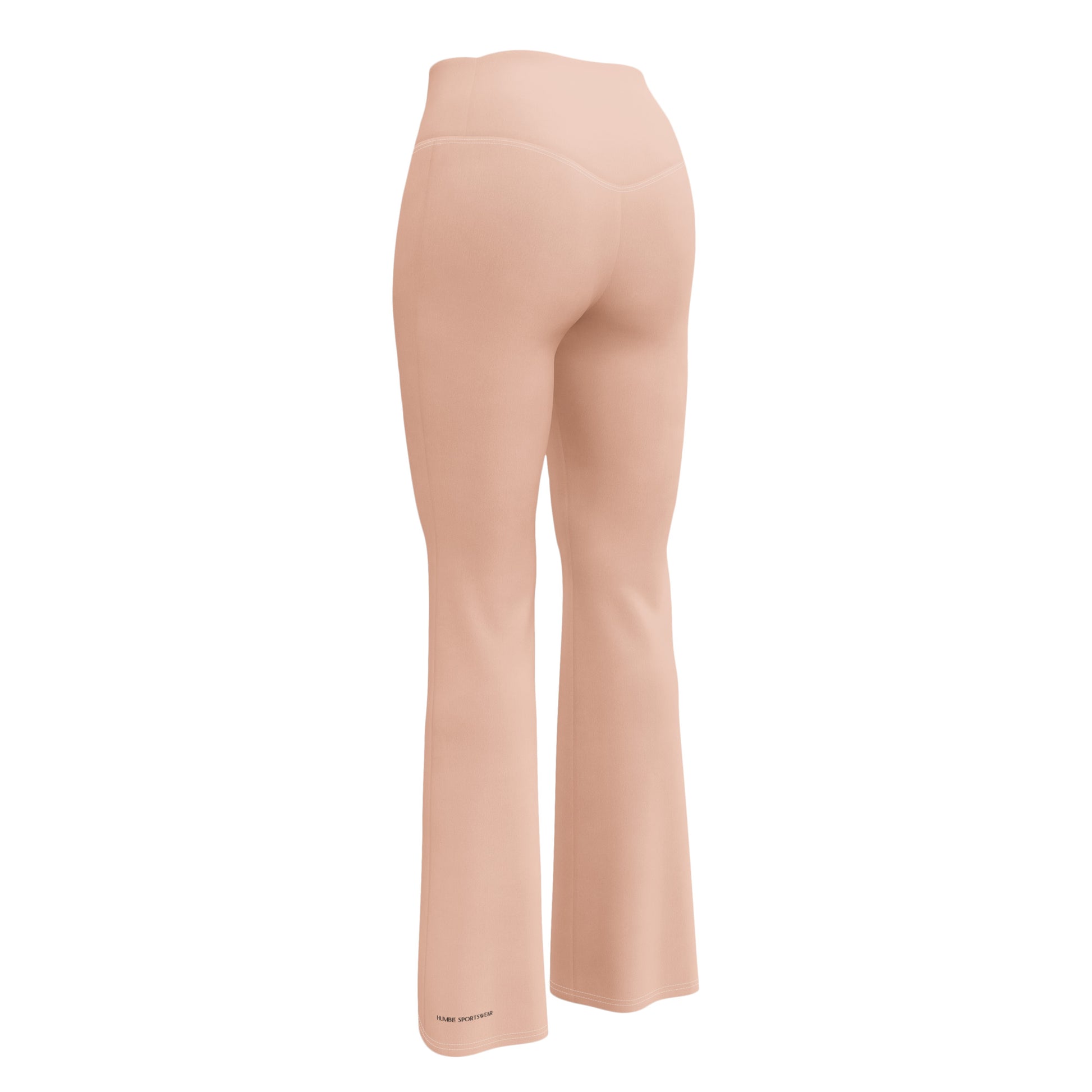 Humble Sportswear, women's color match blush pink high waisted flare leggings with pockets 