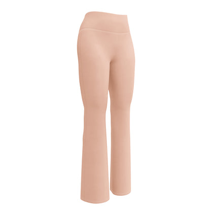 Humble Sportswear, women's color match blush pink high waisted flare leggings with pockets 