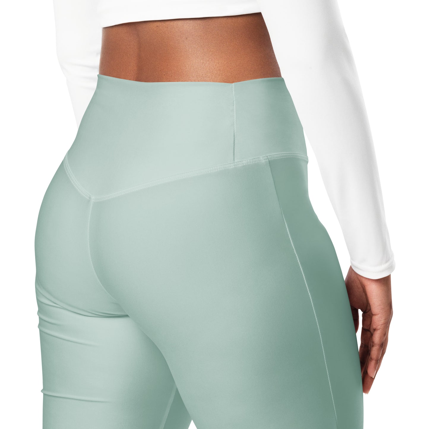 Humble Sportswear, women's high waisted butt lifting flare leggings opal green