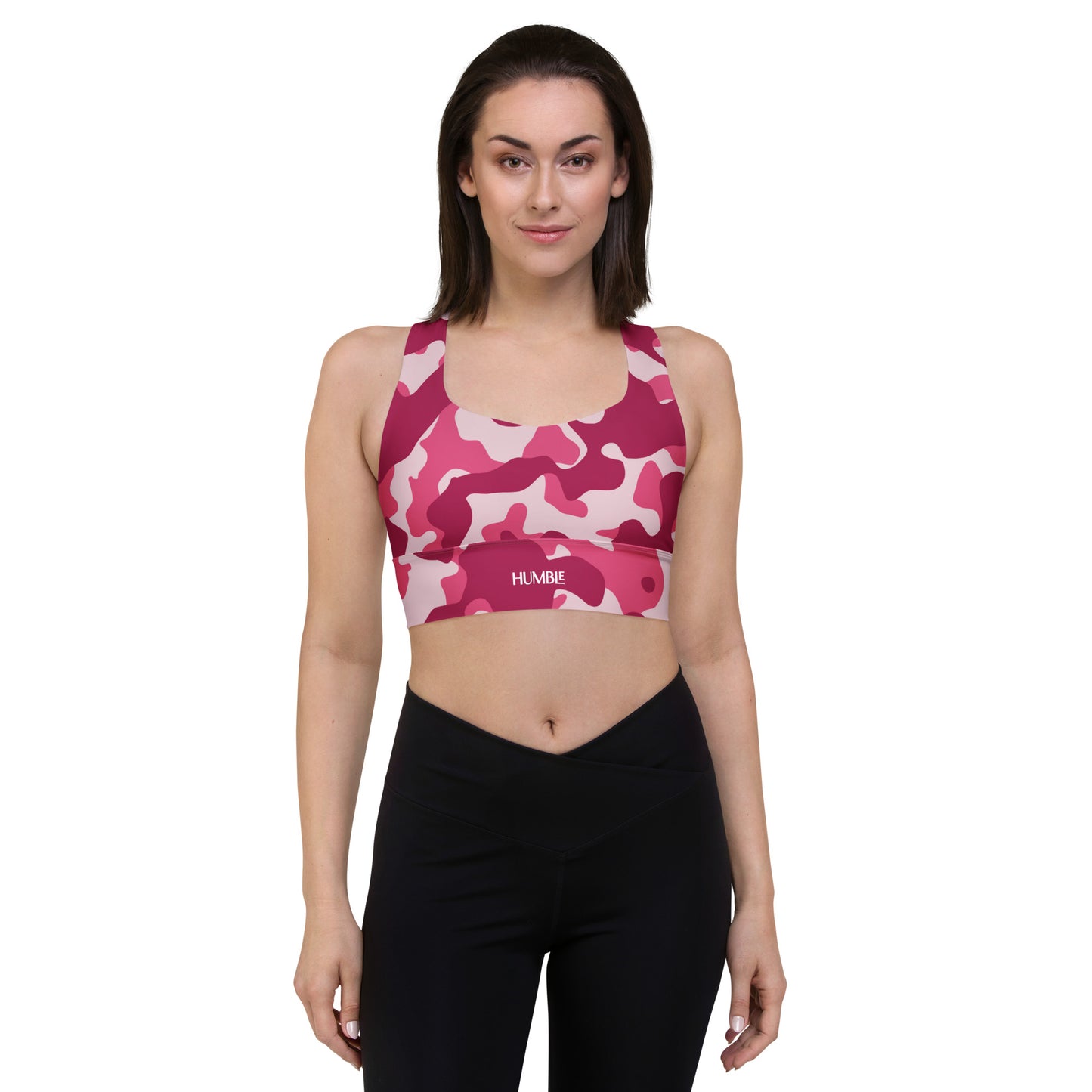 Army Pink compression sports bra with removable padding, Humble Sportswear