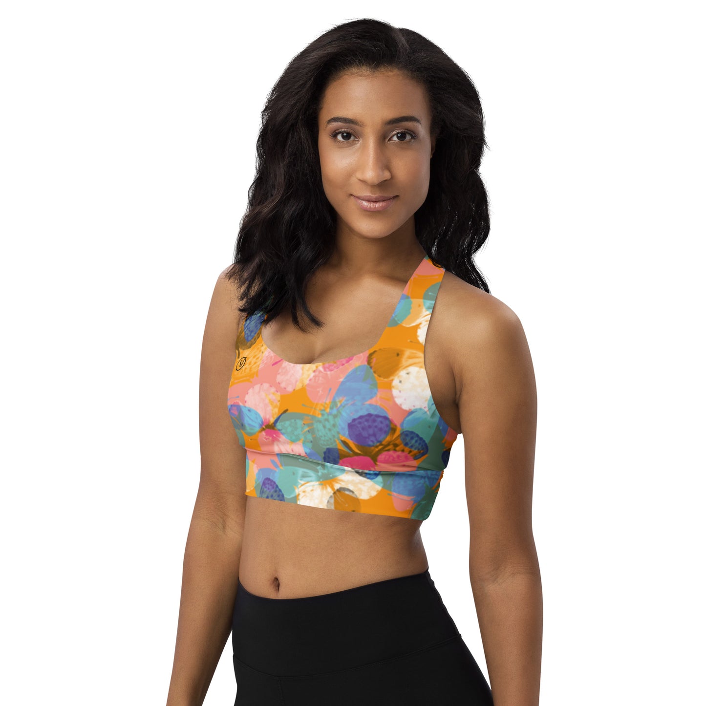 Humble Sportswear, women's butterfly print compression padded sports bra
