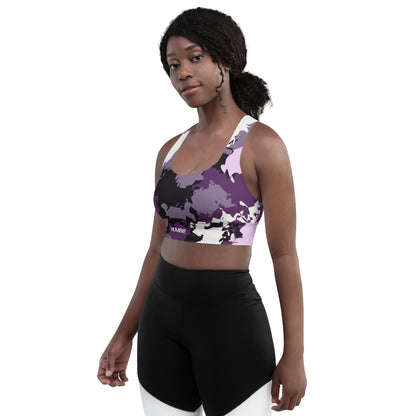 Humble Sportswear women's compression sports bra trinity mauve army all-over print 