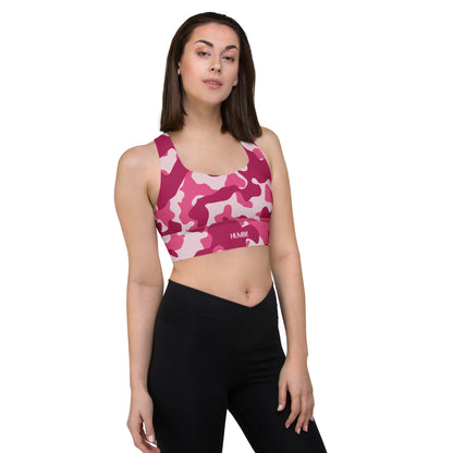 Army Pink compression sports bra with removable padding, Humble Sportswear