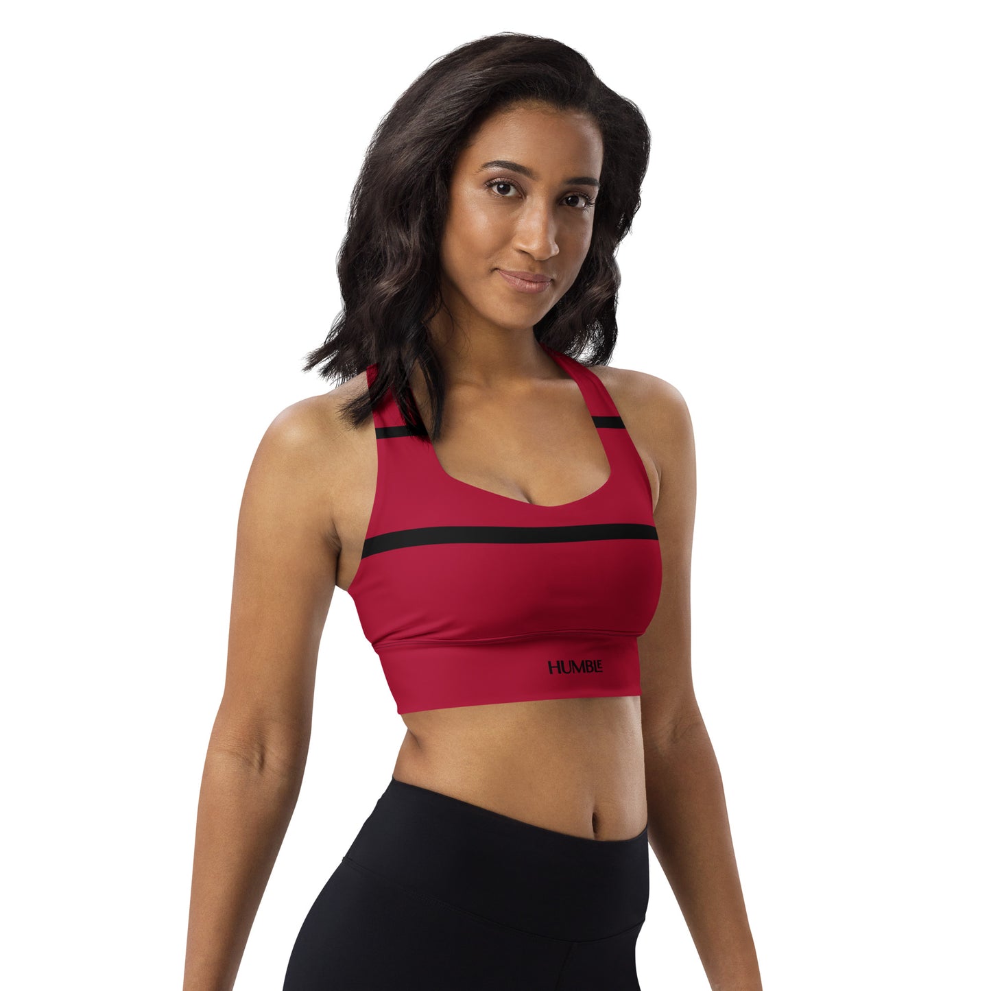 women's striped red longline sports bra, Humble Sportswear