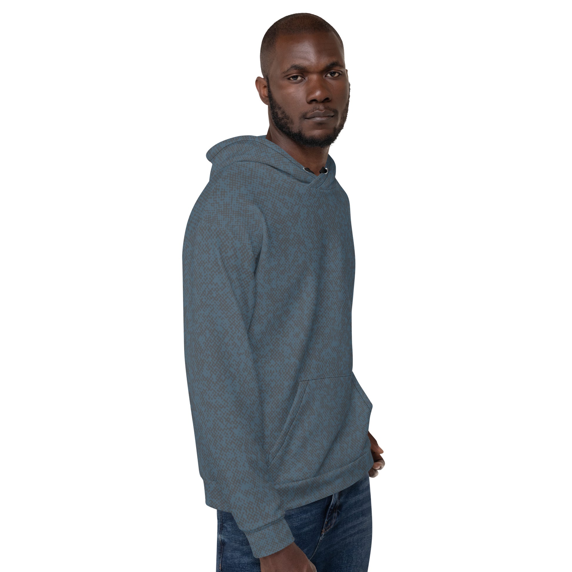 recycled slim fit hoodie for men all-over print blue