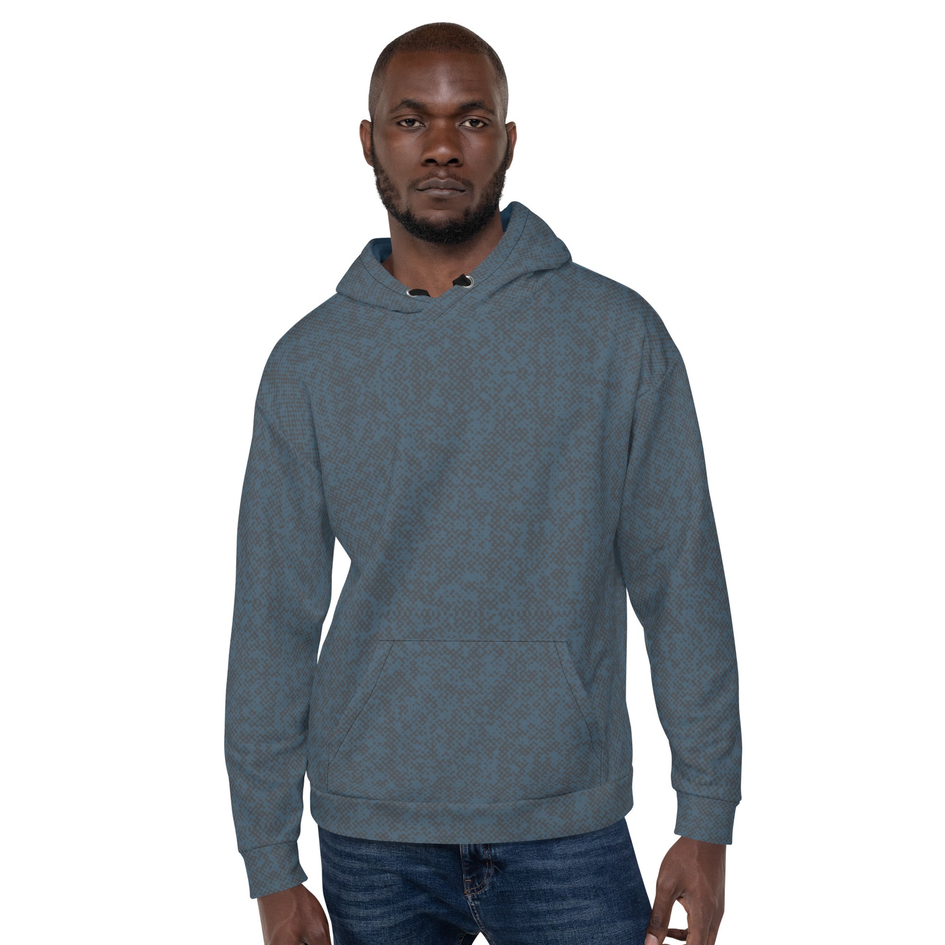 recycled slim fit hoodie for men all-over print blue