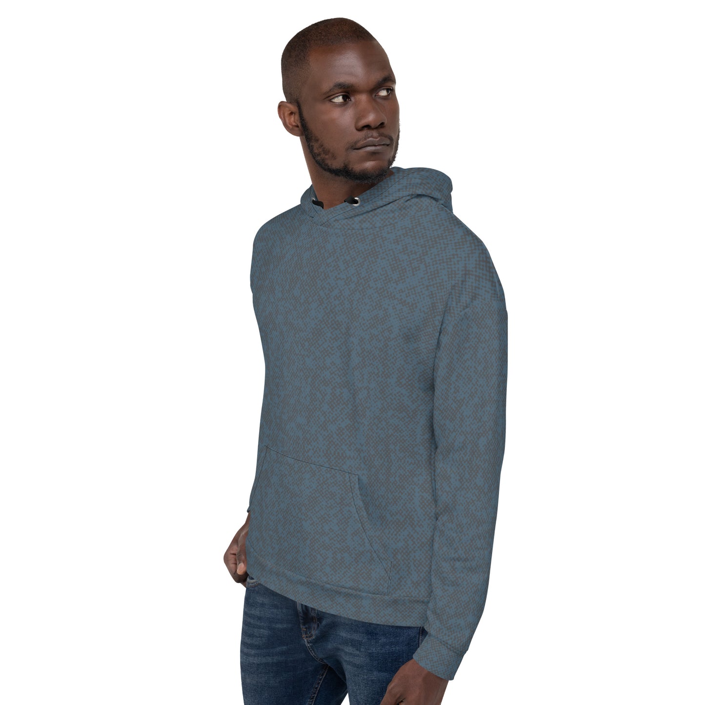 recycled slim fit hoodie for men all-over print blue