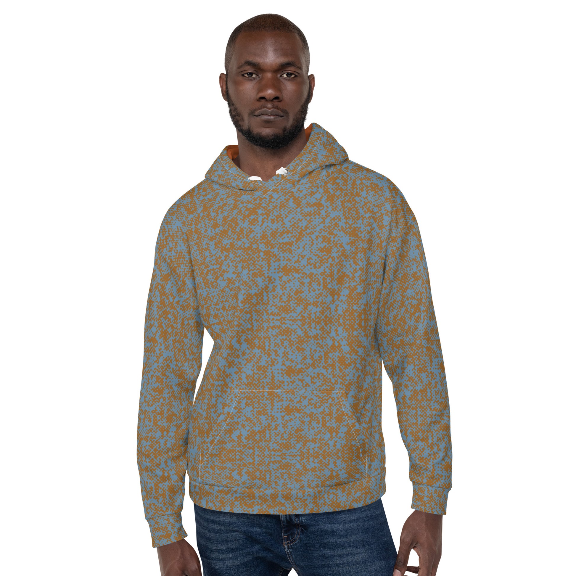 recycled slim fit hoodie for men all over print brown