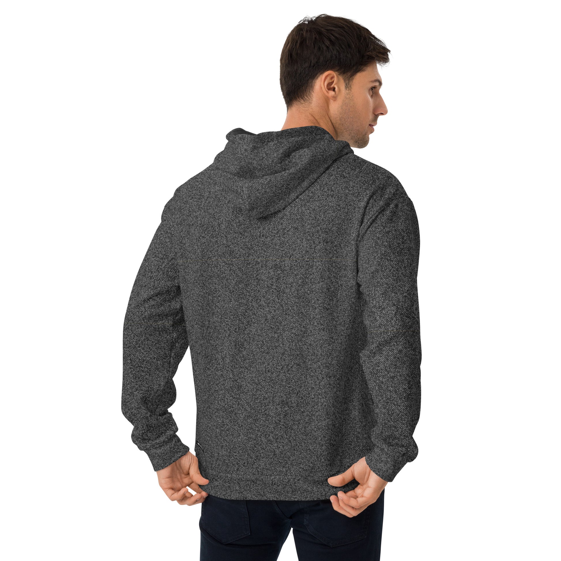 recycled men's slim fit hoodie all over print grey