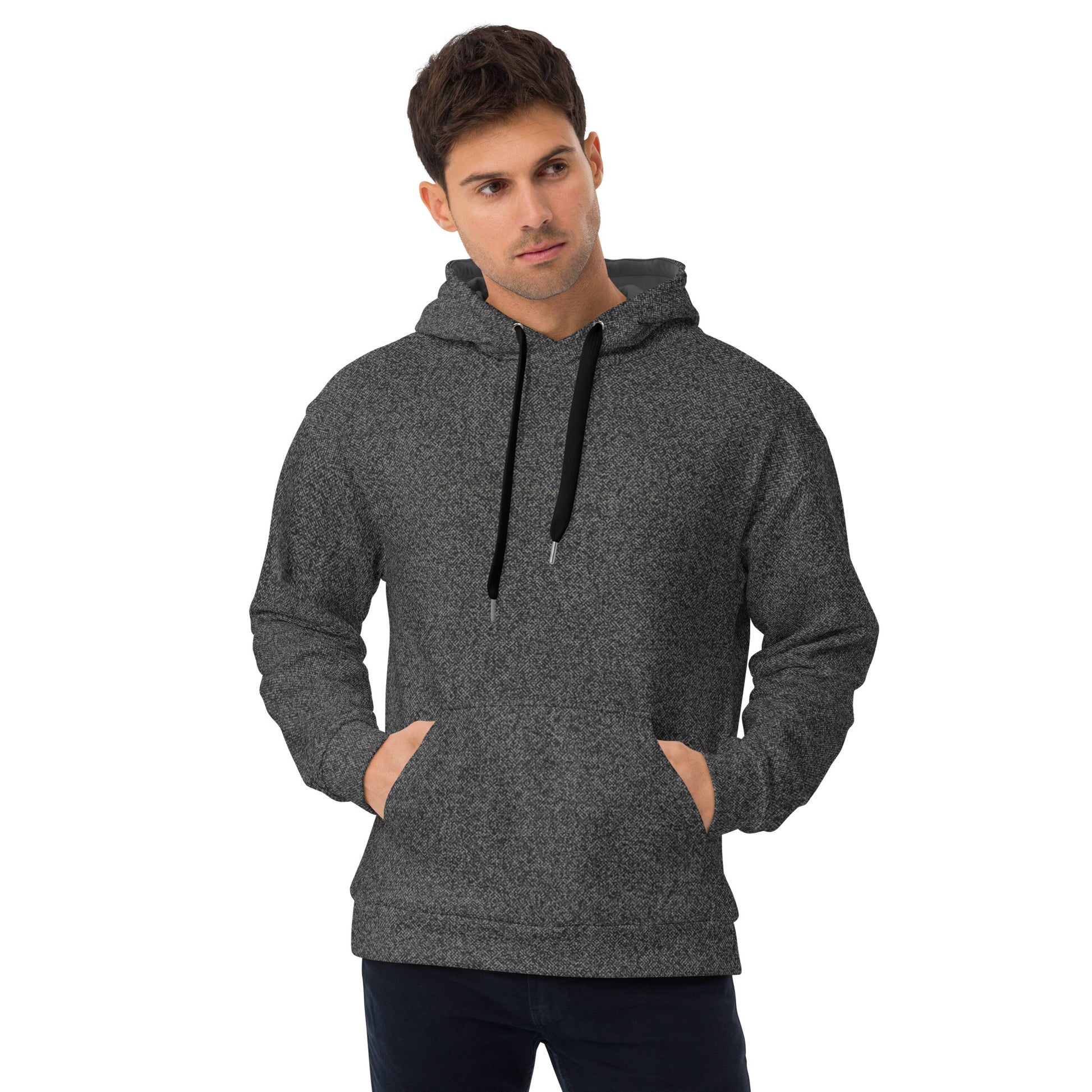 recycled men's slim fit hoodie all over print grey