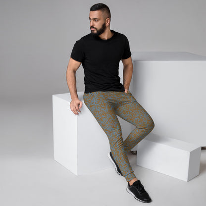 mens slim fit joggers all over print brown