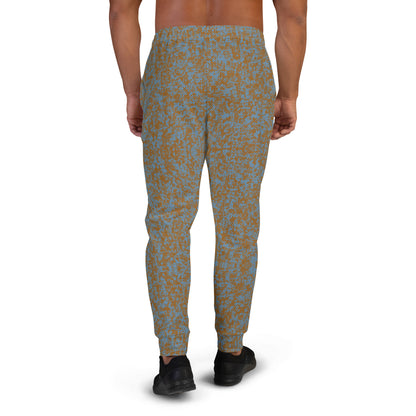 men's slim fit joggers all over print brown