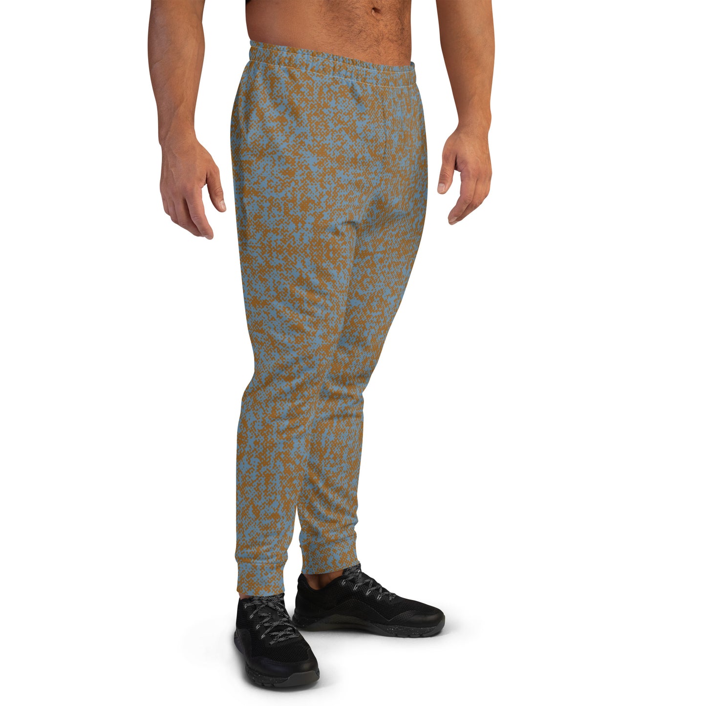 men's slim fit joggers all over print brown