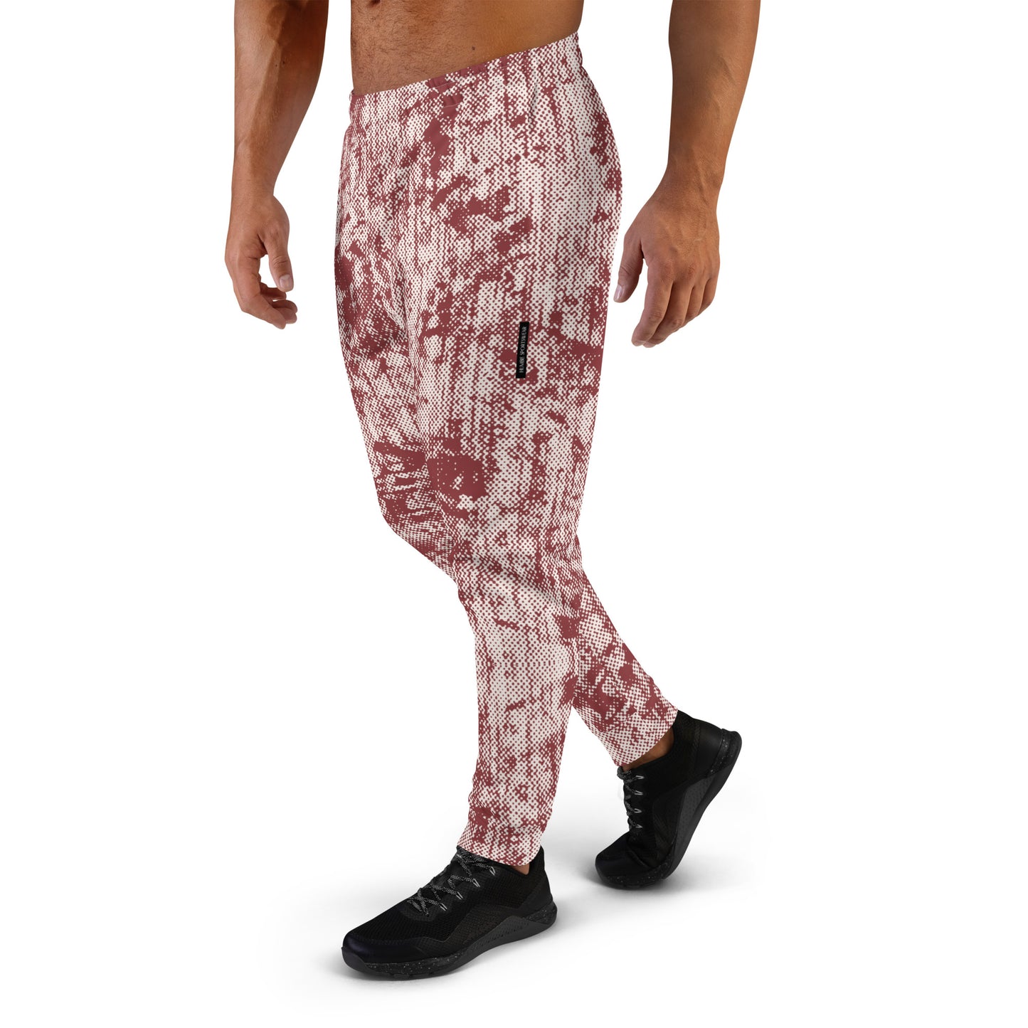 men's recycled slim fit joggers abstract red 