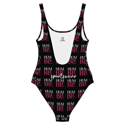 Humble Sportswear, women's checkered low scoop back one piece swimsuit in black