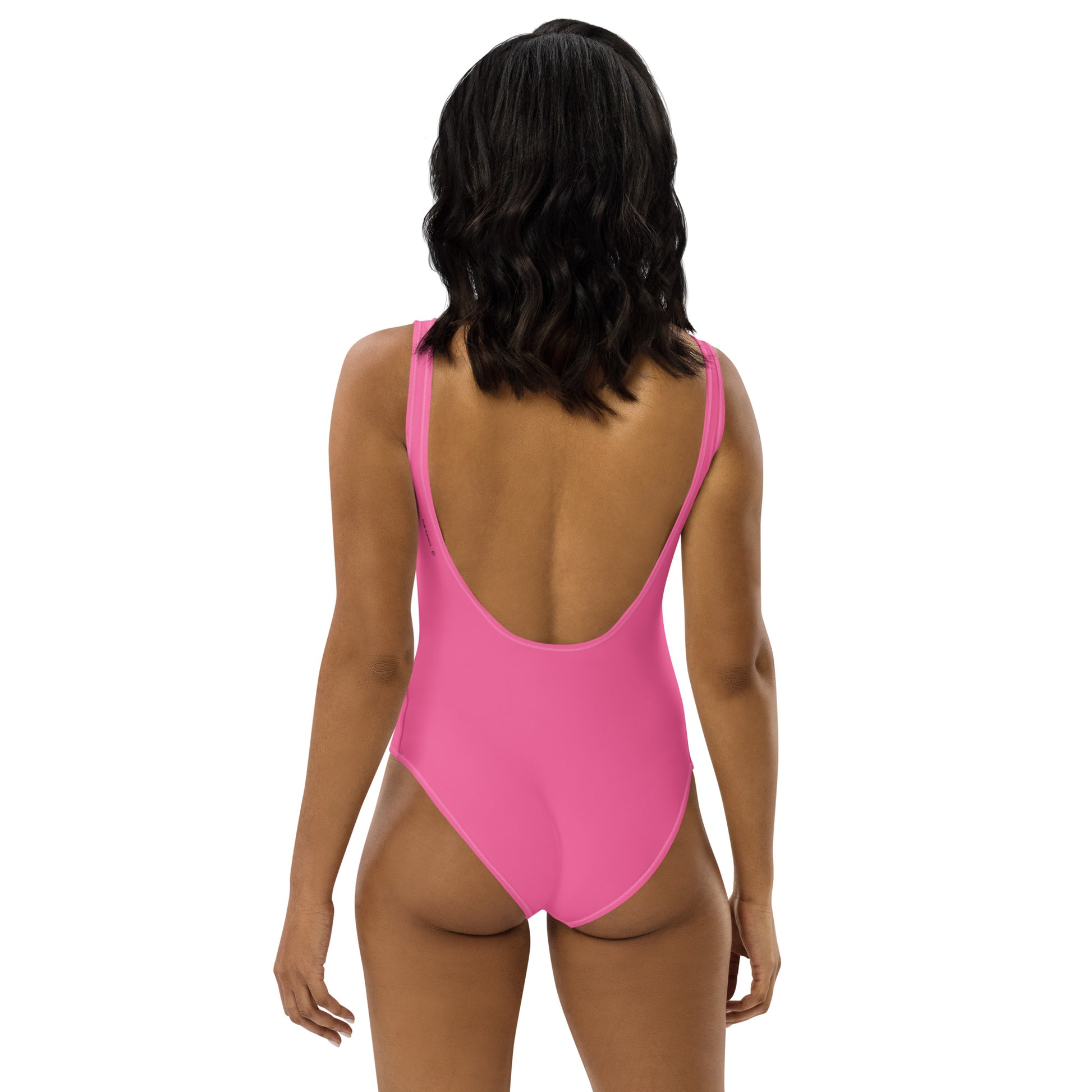 Humble Sportswear, women's pink solid color low back color match swimsuit