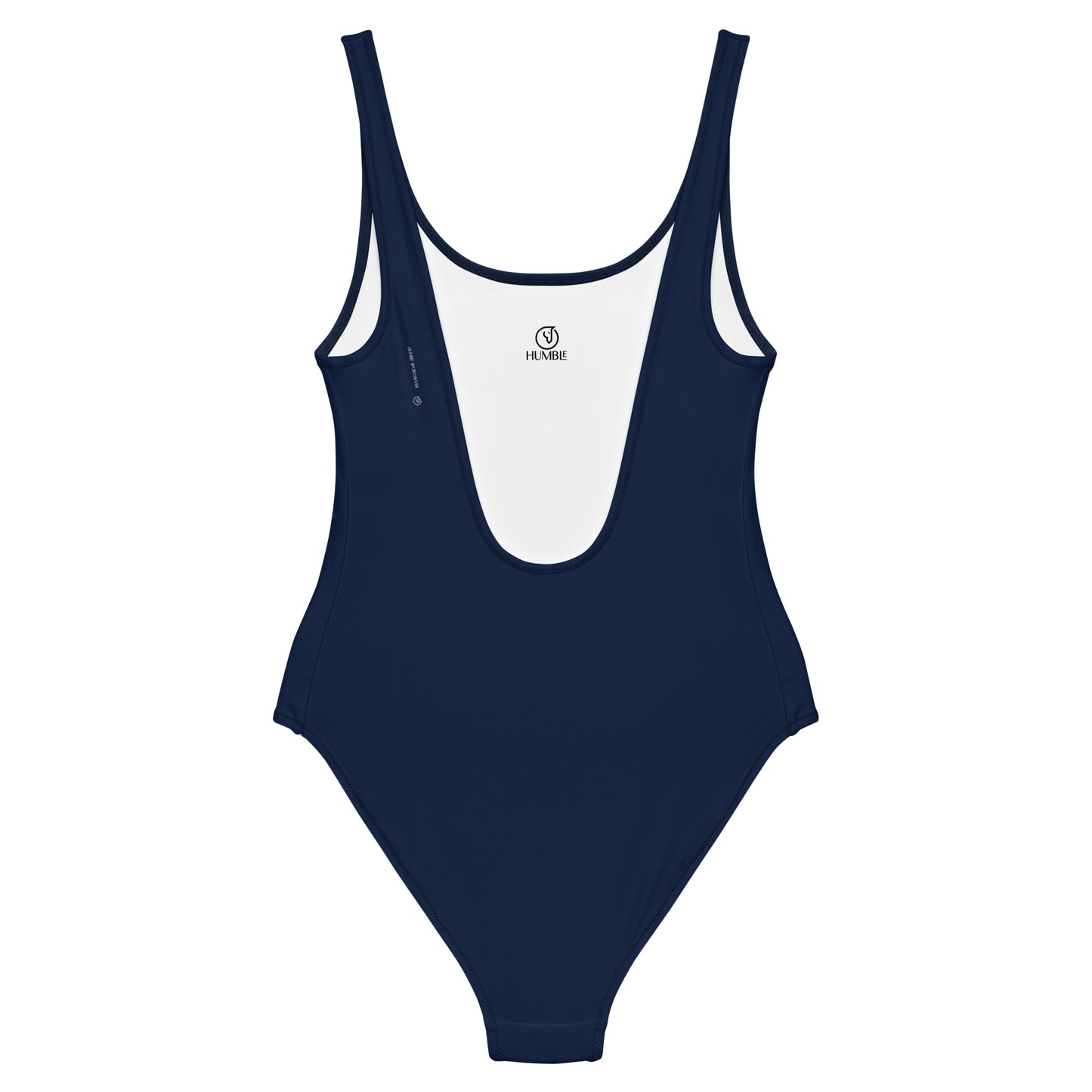 Humble Sportswear, women's navy blue solid color low back one piece swimsuit 