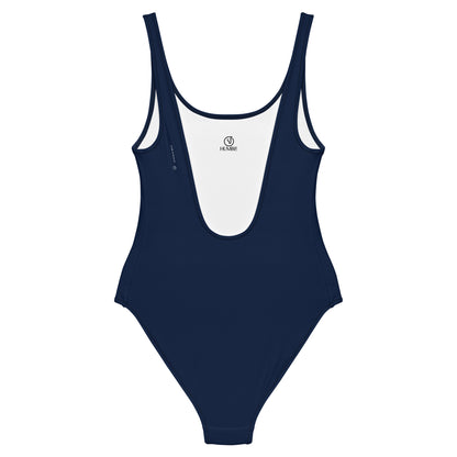 Humble Sportswear, women's navy blue solid color low back one piece swimsuit 