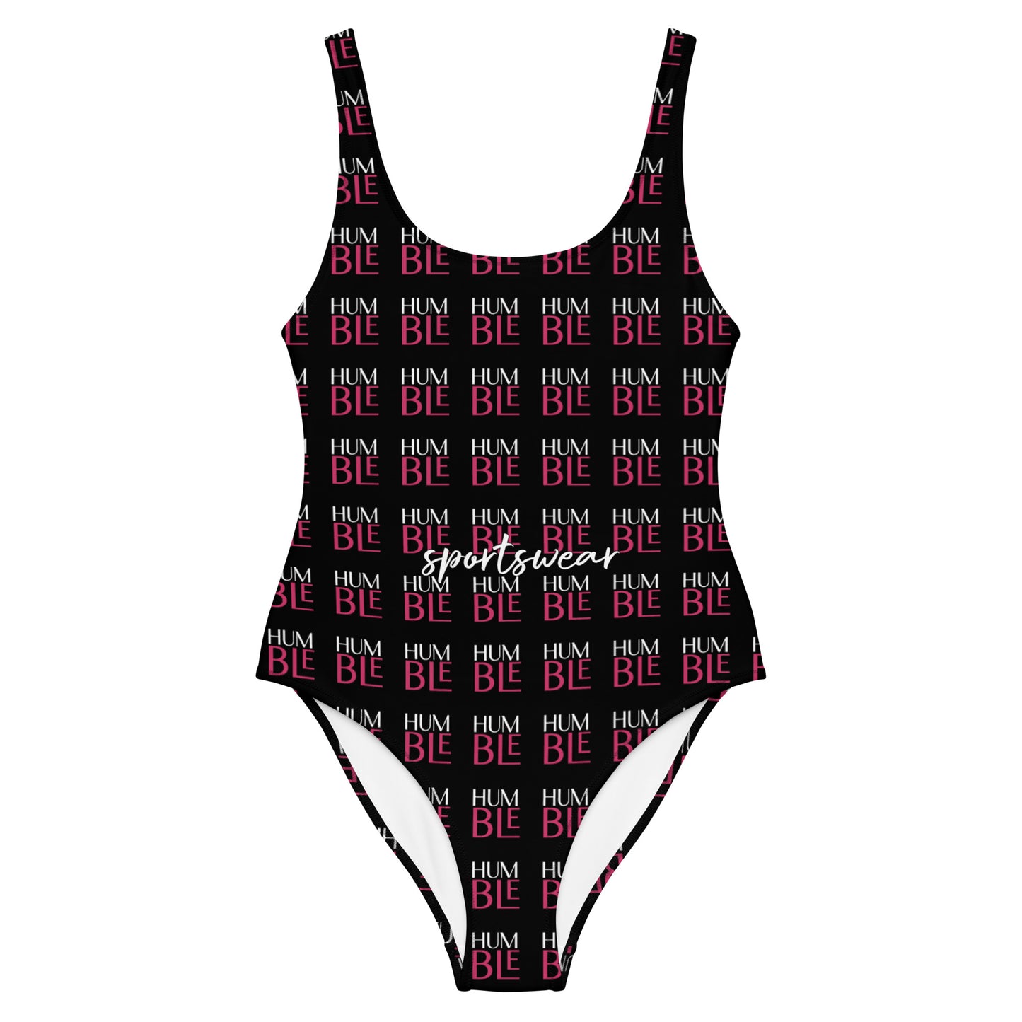 Humble Sportswear, women's checkered low scoop back one piece swimsuit in black