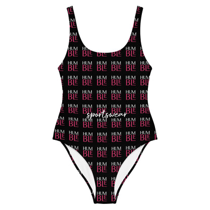 Humble Sportswear, women's checkered low scoop back one piece swimsuit in black