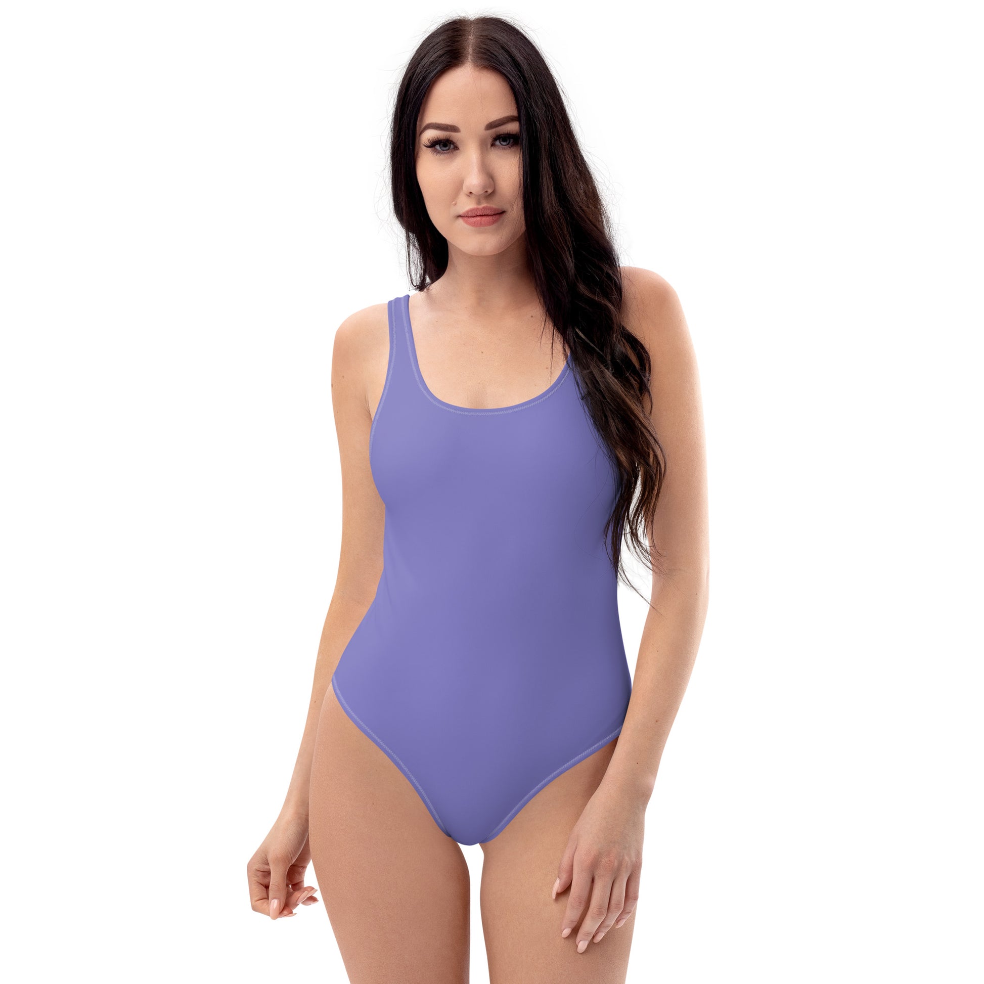 Humble Sportswear, women's solid color, color match purple one piece low back swimsuit