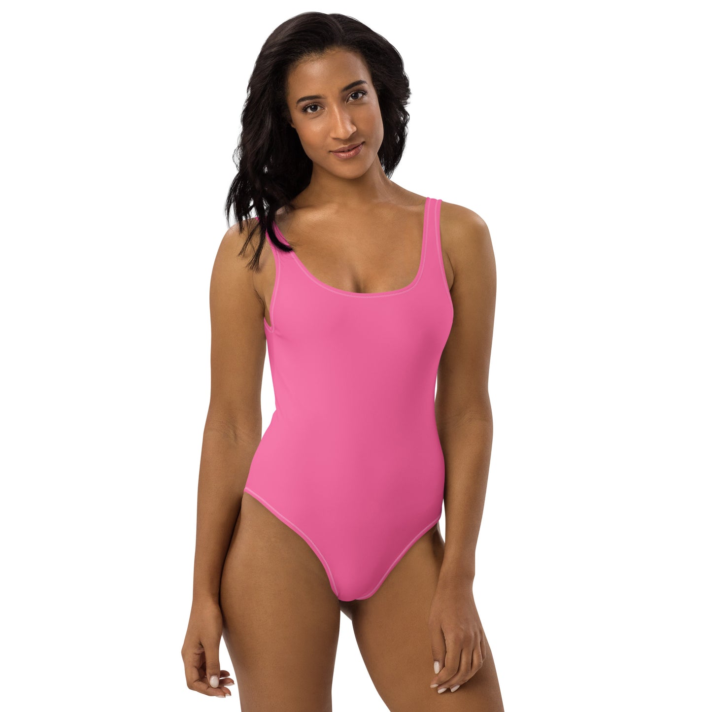 Humble Sportswear, women's pink solid color low back color match swimsuit