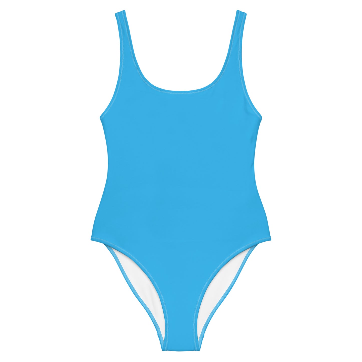 Humble Sportswear, women's solid color blue color match low back one piece swimsuit