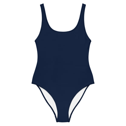 Humble Sportswear, women's navy blue solid color low back one piece swimsuit 