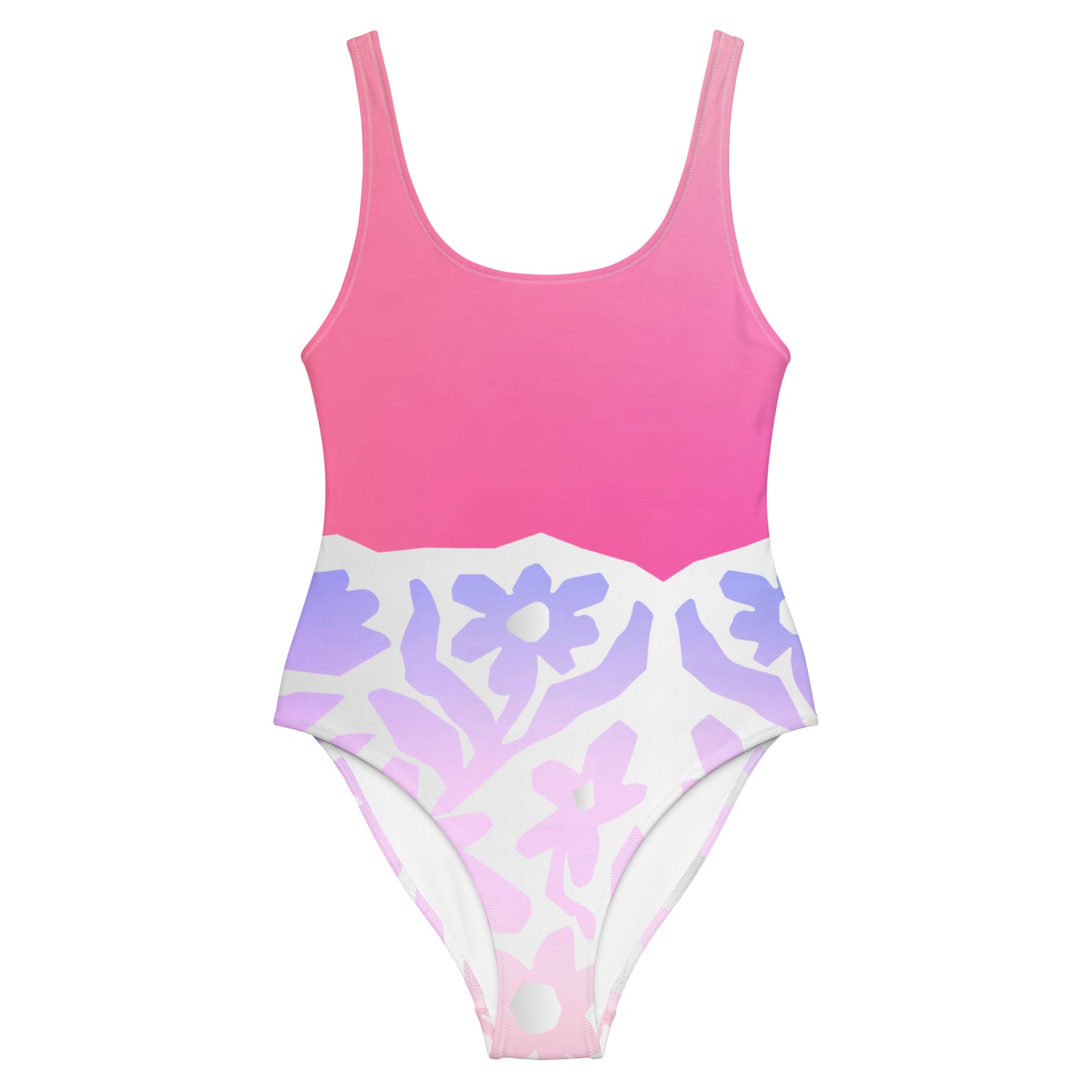 Humble Sportswear, women's abstract pink floral one piece low back swimsuit 