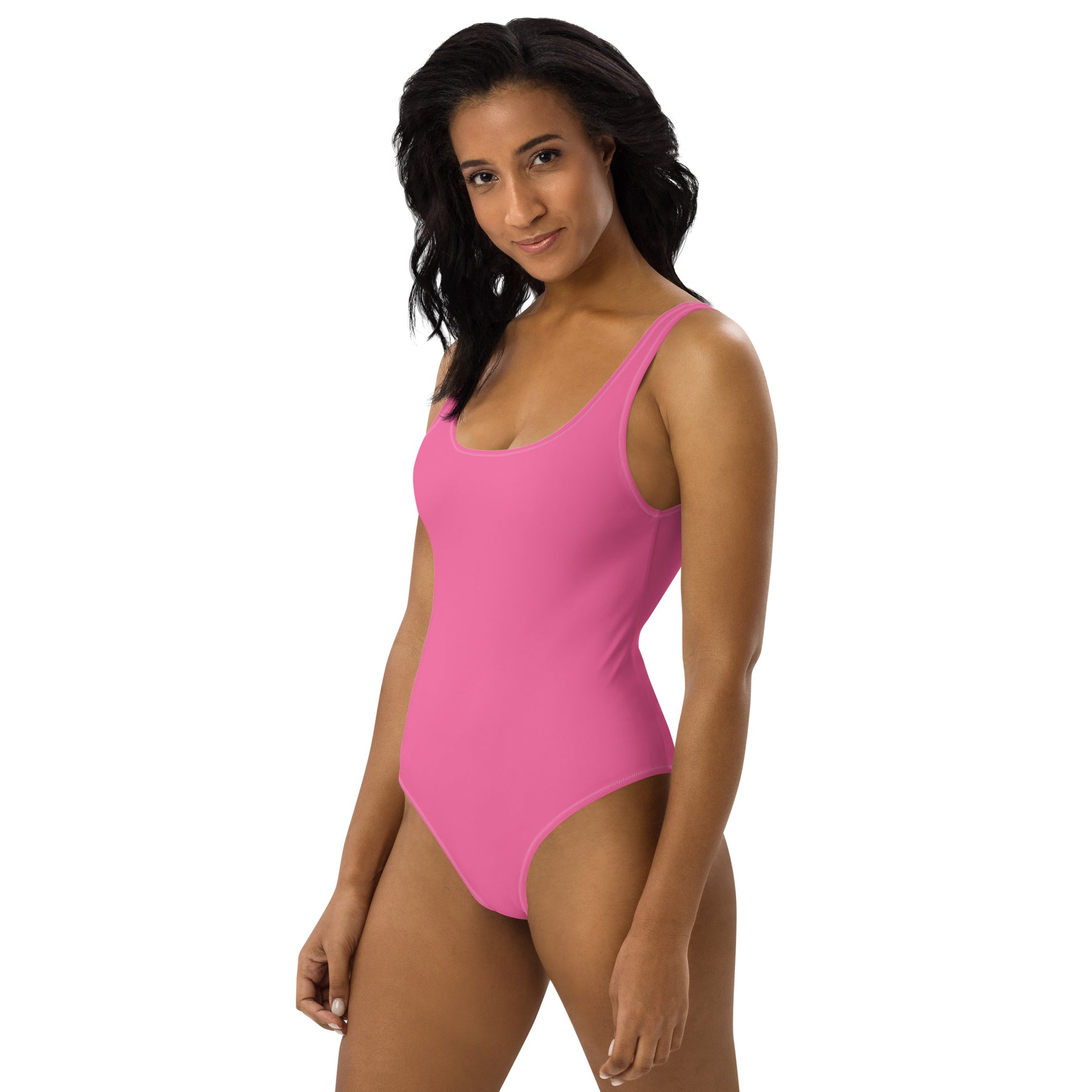 Humble Sportswear, women's pink solid color low back color match swimsuit