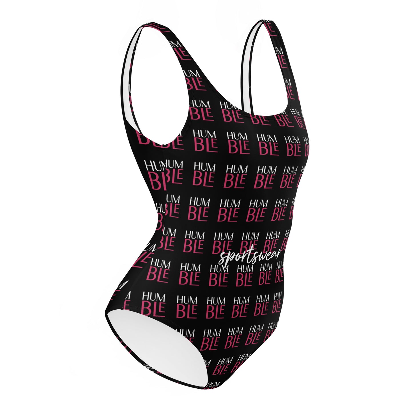 Humble Sportswear, women's checkered low scoop back one piece swimsuit in black