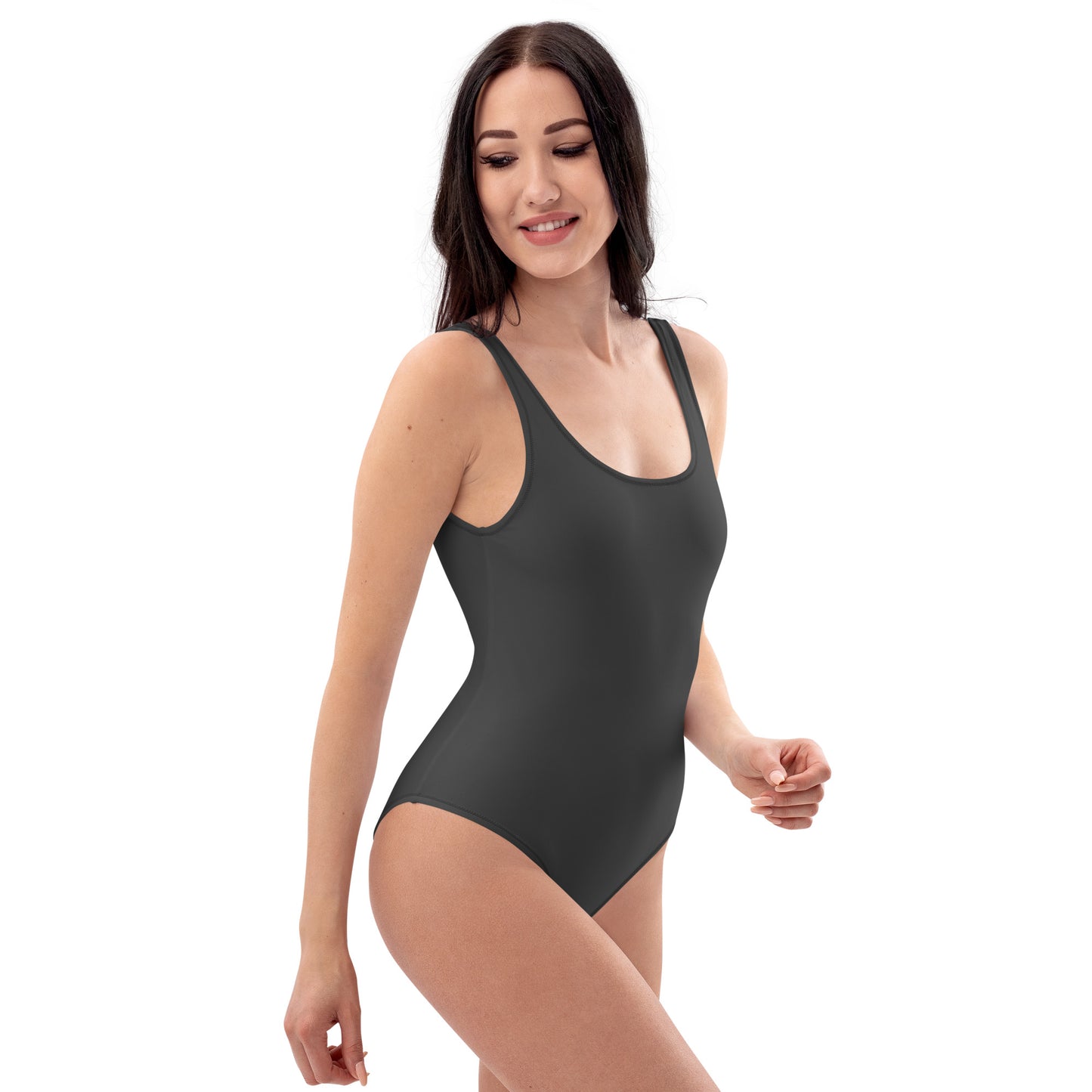 Humble Sportswear, women's eclipse grey color match low back one piece swimsuit