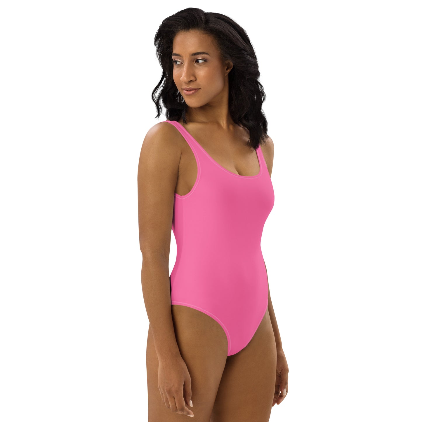 Humble Sportswear, women's pink solid color low back color match swimsuit