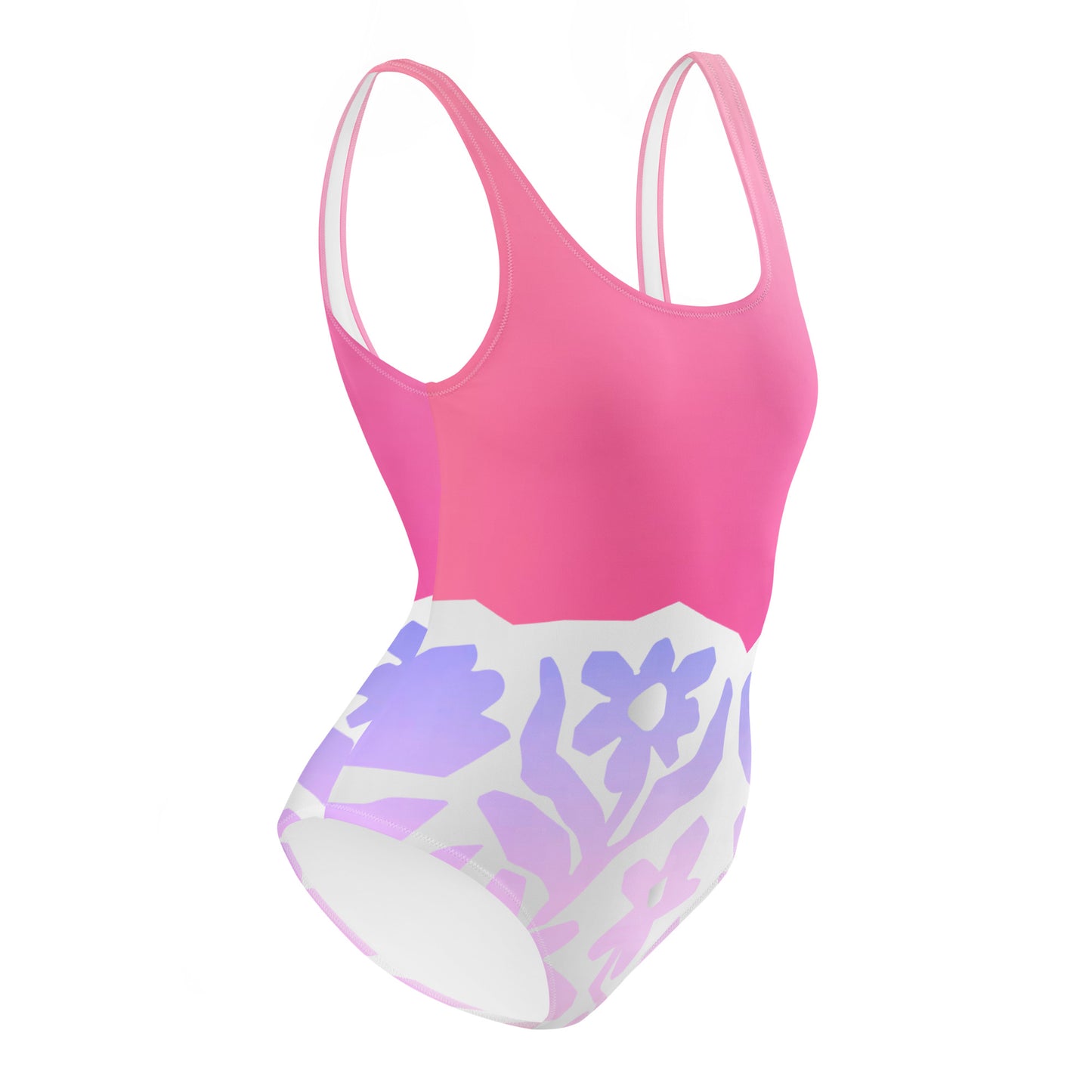 Humble Sportswear, women's abstract pink floral one piece low back swimsuit 