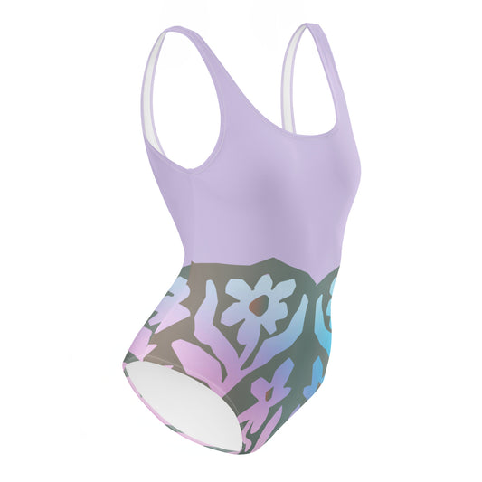 Humble Sportswear, women's floral abstract gradient low back one piece swimsuit