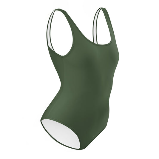 Humble Sportswear, women's Color Match green low back scoop neckline one piece swimsuit 