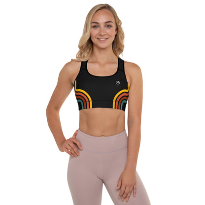 Humble Sportswear women's black abstract removable padding medium impact sports bra 