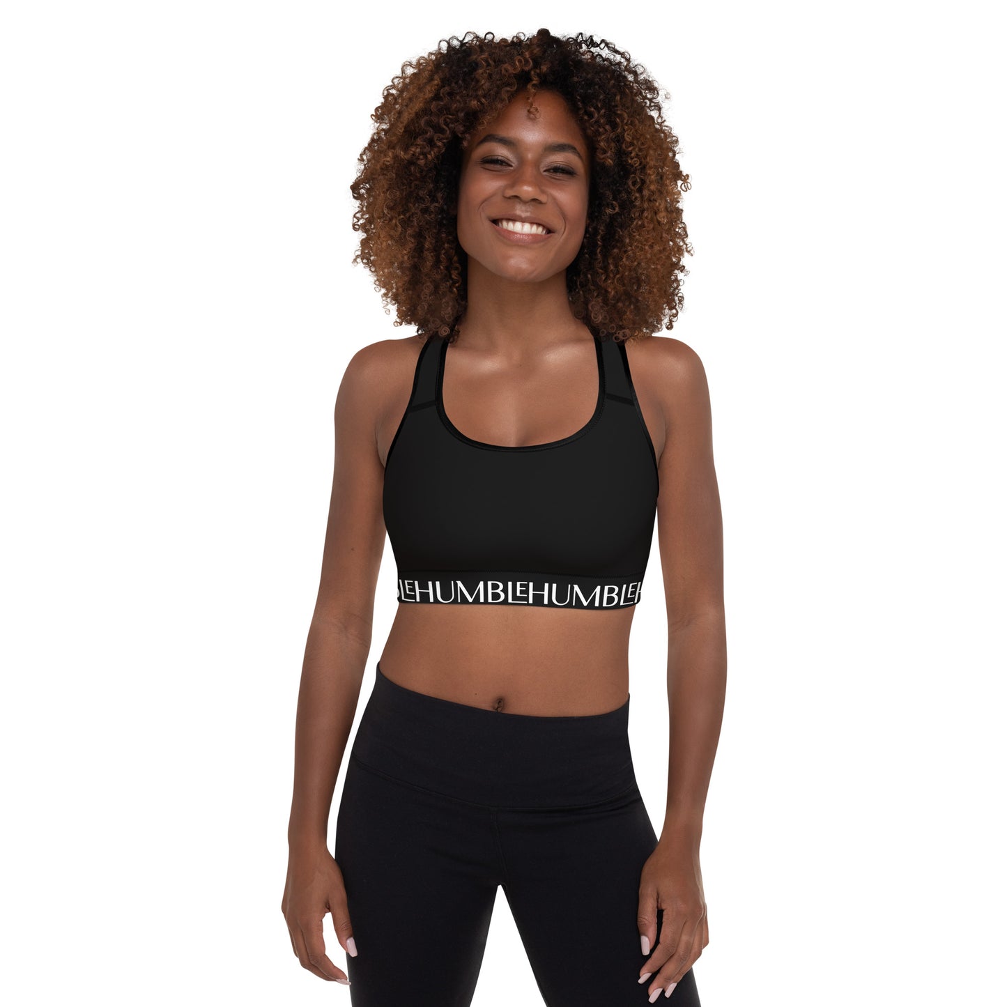 Humble Sportswear women's color match black medium intensity padded sports bra 